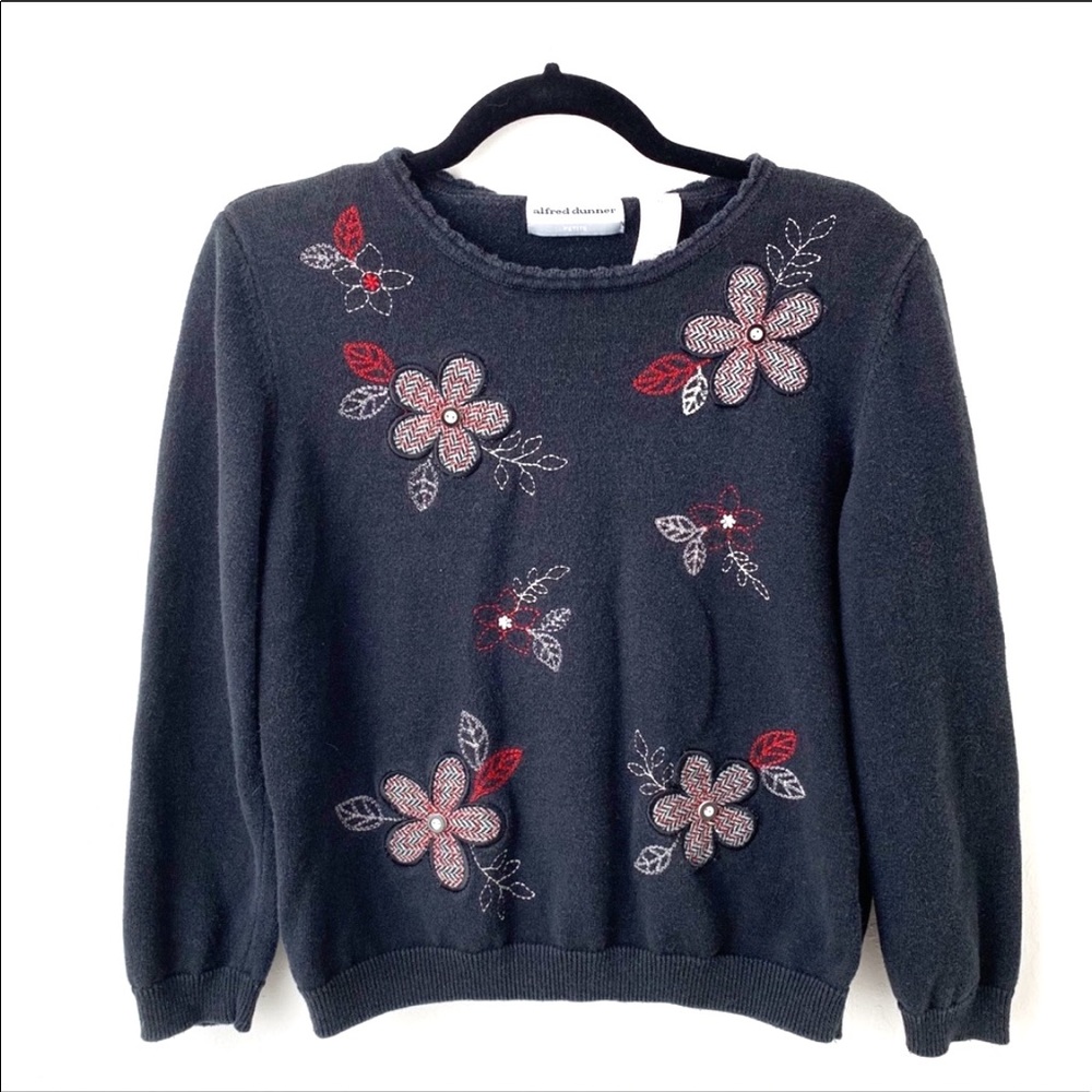 Alfred Dunner Sweatshirt Floral Embroidery